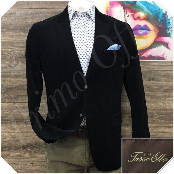 TASSO ELBA Mens Blazer Sport Coat Two Button Casual Jacket Size L 42-44 CORDUROY